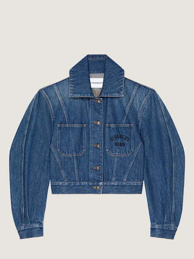 Kokongjakke i mellomblå denim Kokongjakke i mellomblå denim