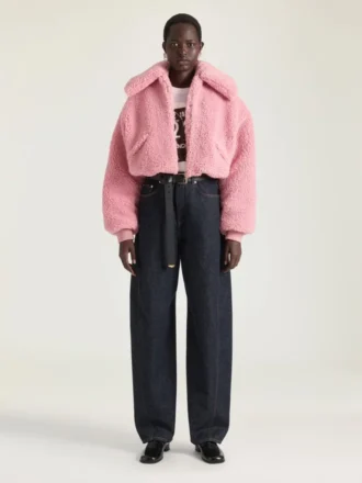 Kort blousonjakke med shearling-effekt