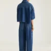 Kort kokongskjorte i mellomblå denim Kort kokongskjorte i mellomblå denim