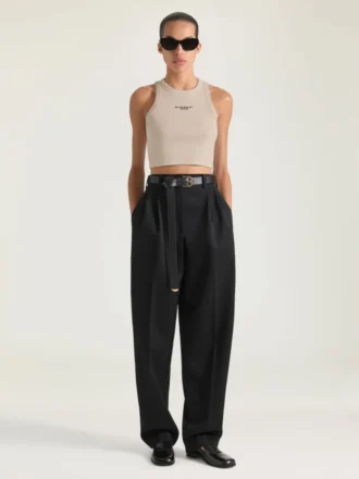 Kort tank-top i bomull med Givenchy Paris-trykk