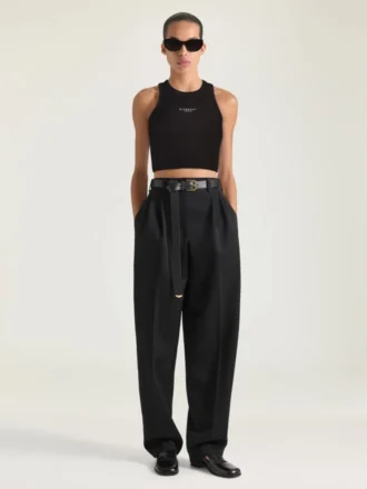 Kort tank-top i bomull med Givenchy Paris-trykk