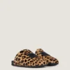 Label flate mules i ponyeffekt-lær med leopardmønster Label flate mules i ponyeffekt-lær med leopardmønster