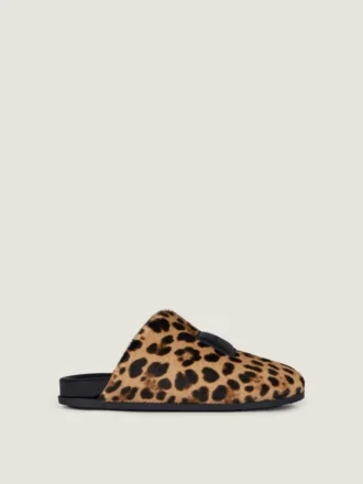 Label flate mules i ponyeffekt-lær med leopardmønster Label flate mules i ponyeffekt-lær med leopardmønster