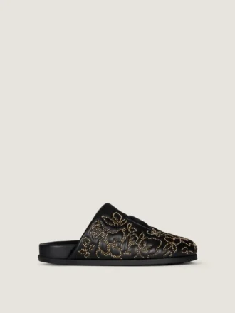 Label flate mules i skinn med nitter Label flate mules i skinn med nitter
