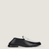 Label-loafers i skinn og lerret Label-loafers i skinn og lerret