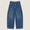 Mellomblå cropped Cocoon Cargo-jeans Mellomblå cropped Cocoon Cargo-jeans