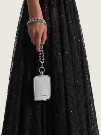 Micro Evening Clutch i metallisk skinn med kjede
