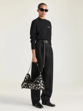 Middels Voyou Bag i skinn med ponyeffekt og dyreprint