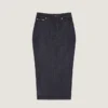 Midi-skjørt med kickback-detaljer i rå denim Midi-skjørt med kickback-detaljer i rå denim
