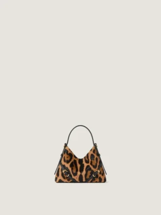 Nano Voyou Bag i skinn med ponyeffekt og leopardmønster
