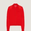 Polo-cardigan i strikk med «second skin»-effekt