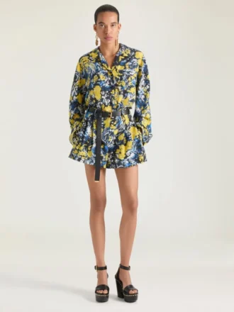 Pyjamaskjorte i viskose med blomstertrykk