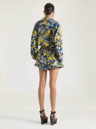 Pyjamaskjorte i viskose med blomstertrykk