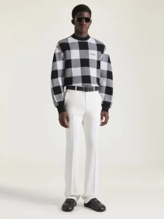 Rutete genser i ull med brodert Givenchy Paris