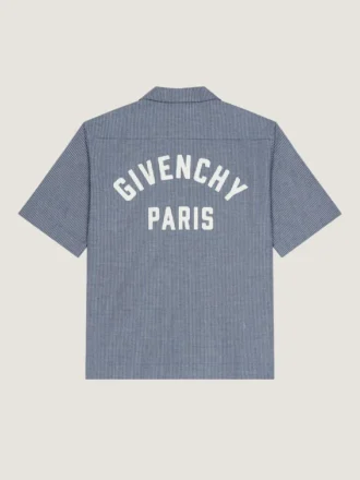 Rutete skjorte i bomull med Givenchy Paris-broderi