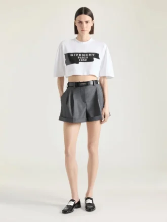 Shorts med doble plisseringer i ull Shorts med doble plisseringer i ull