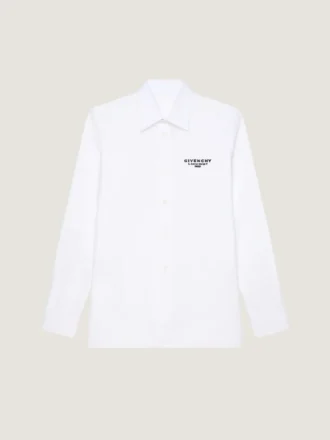 skjorte i bomullspoplin med brodert Givenchy-stempel