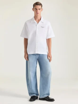 Skjorte i poplin med Givenchy-stempelprint