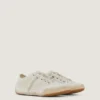 Slanke sneakers i malt mesh og semsket skinn