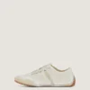Slanke sneakers i malt mesh og semsket skinn