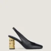 Slingback-sko i skinn