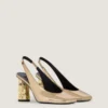 Slingback-sko med tape i skinn med speileffekt Slingback-sko med tape i skinn med speileffekt
