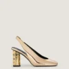 Slingback-sko med tape i skinn med speileffekt Slingback-sko med tape i skinn med speileffekt