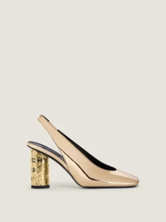 Slingback-sko med tape i skinn med speileffekt
