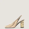 Slingback-sko med tape i skinn med speileffekt Slingback-sko med tape i skinn med speileffekt