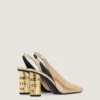 Slingback-sko med tape i skinn med speileffekt Slingback-sko med tape i skinn med speileffekt
