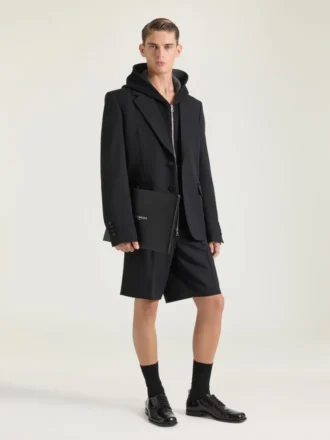 Bermudashorts med doble plisseringer i ull