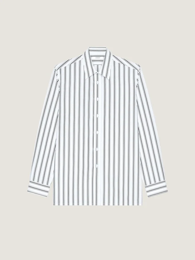 Stripet skjorte i poplin med surrealistisk trykk Stripet skjorte i poplin med surrealistisk trykk