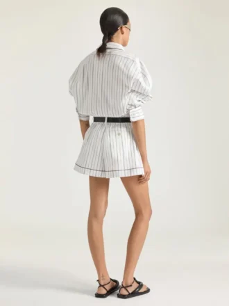 Stripete shorts i bomull og silke