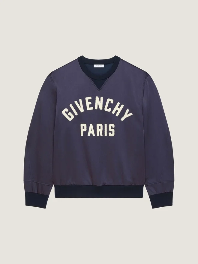 Sweatshirt i sateng med Givenchy Paris-broderi Sweatshirt i sateng med Givenchy Paris-broderi