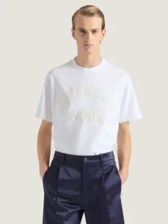 T-skjorte i bomull med Givenchy Paris-broderi