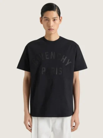 T-skjorte i bomull med Givenchy Paris-broderi
