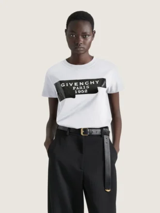 T-skjorte i bomull med Givenchy-tape-trykk
