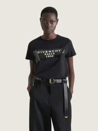 T-skjorte i bomull med Givenchy-tape-trykk