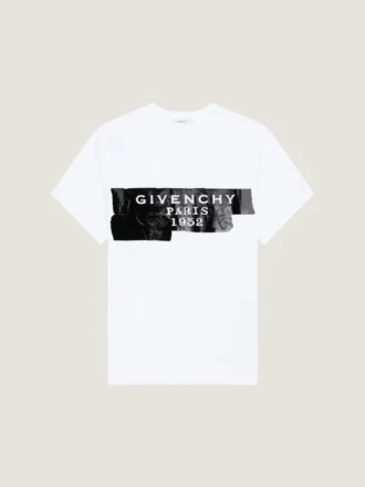 T-skjorte i bomull med Givenchy-tape-trykk