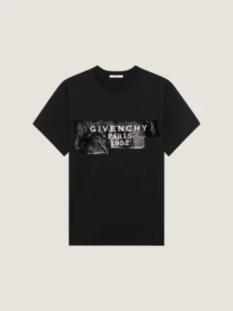 T-skjorte i bomull med Givenchy-tape-trykk