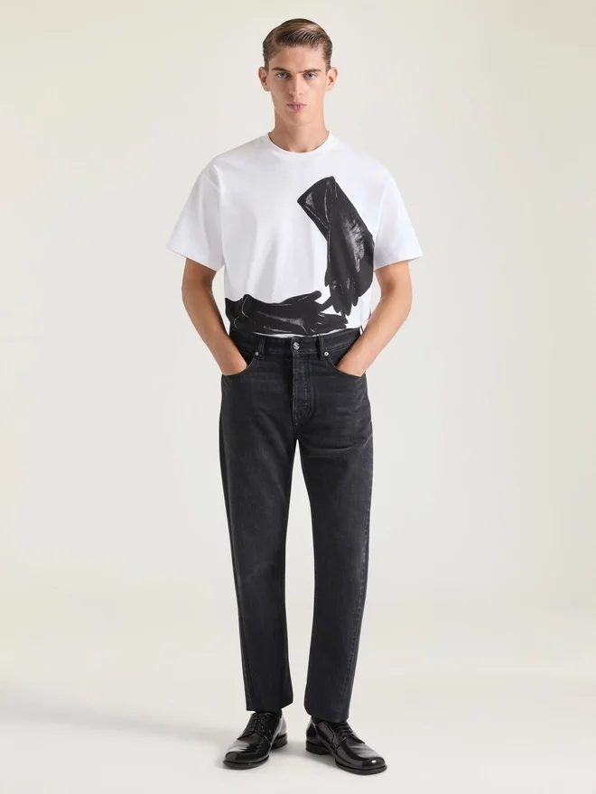 Couture Seam Straight Fit Shadow Washed Jeans Couture Seam Straight Fit Shadow Washed Jeans
