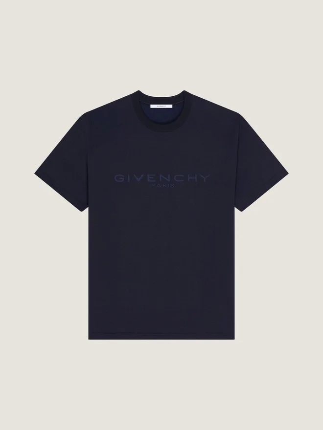 T-skjorte i bomull og silke med Givenchy Paris-jacquard T-skjorte i bomull og silke med Givenchy Paris-jacquard