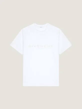 T-skjorte i bomull og silke med Givenchy Paris-jacquard