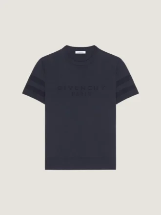 T-skjorte i bomullstrikk med Givenchy Paris-jacquard