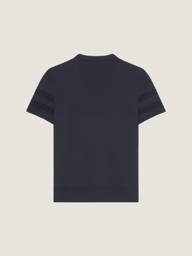 T-skjorte i bomullstrikk med Givenchy Paris-jacquard T-skjorte i bomullstrikk med Givenchy Paris-jacquard