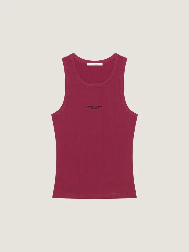 Tank-top med Slim Fit-passform i bomull med Givenchy Paris-trykk Tank-top med Slim Fit-passform i bomull med Givenchy Paris-trykk
