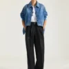 Trapesjakke i mellomblå denim Trapesjakke i mellomblå denim