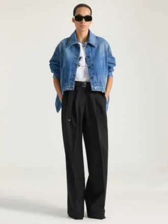 Trapesjakke i mellomblå denim