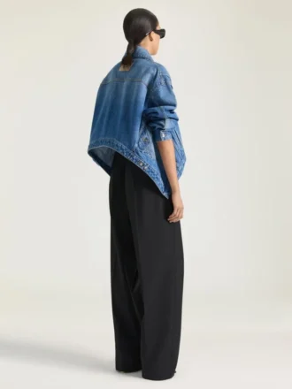 Trapesjakke i mellomblå denim