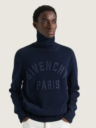 Turtleneck-genser i bomull med Givenchy Paris-broderi